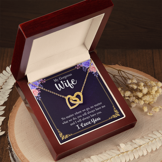 To My Gorgeous Wife - "Always With You" Interlocking Hearts Necklace