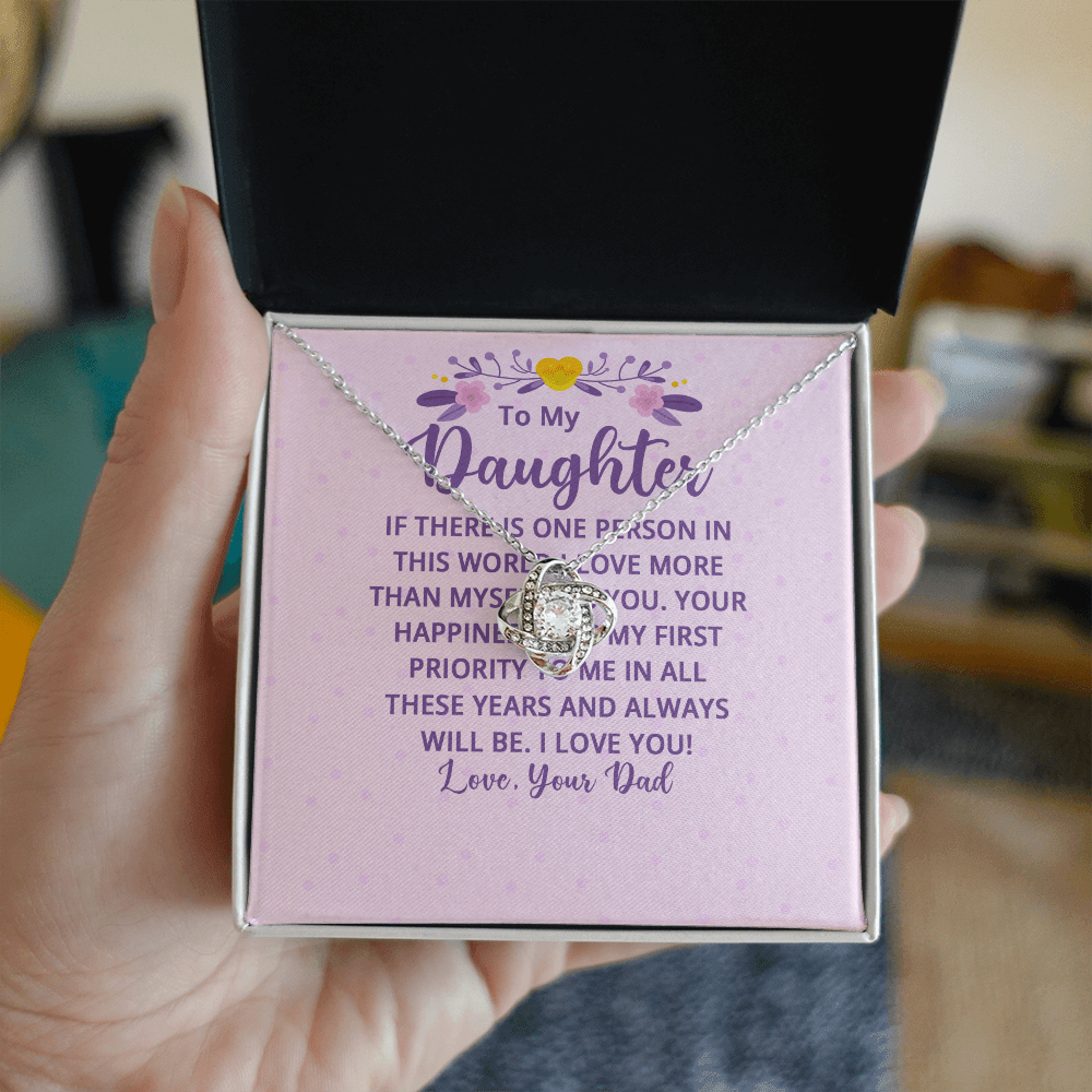 To My Daughter - "My First Priority" Love Knot Necklace - Everly Moments