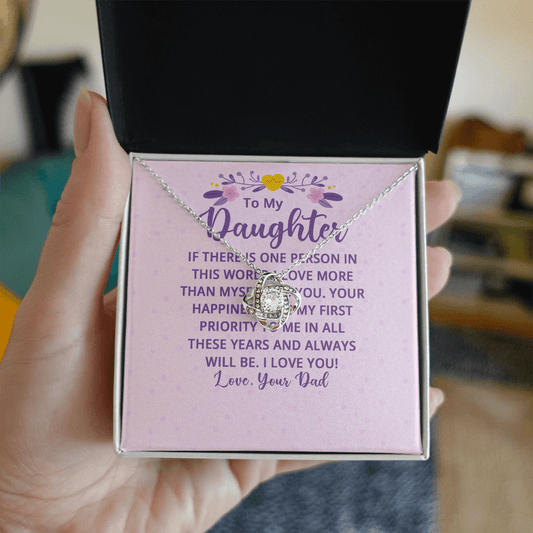 To My Daughter - "My First Priority" Love Knot Necklace - Everly Moments