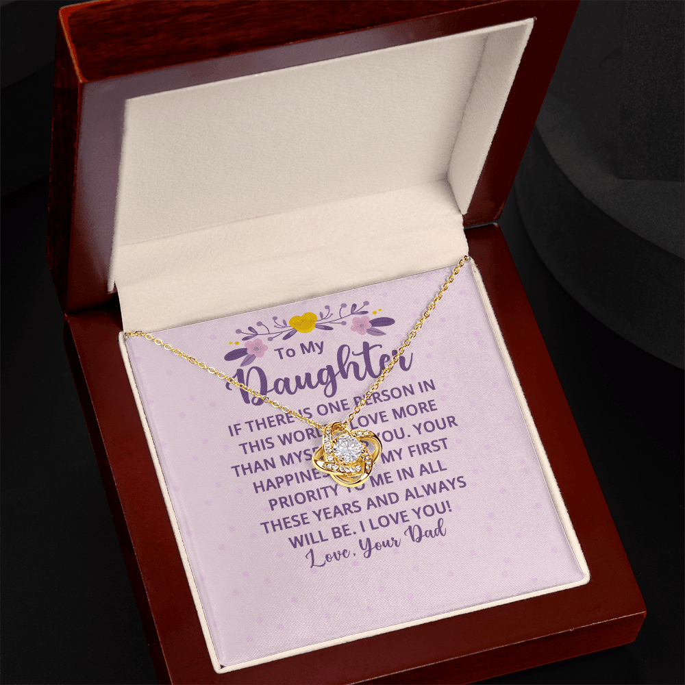 To My Daughter - "My First Priority" Love Knot Necklace - Everly Moments