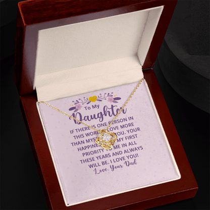 To My Daughter - "My First Priority" Love Knot Necklace - Everly Moments