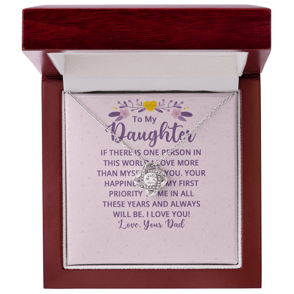 To My Daughter - "My First Priority" Love Knot Necklace - Everly Moments