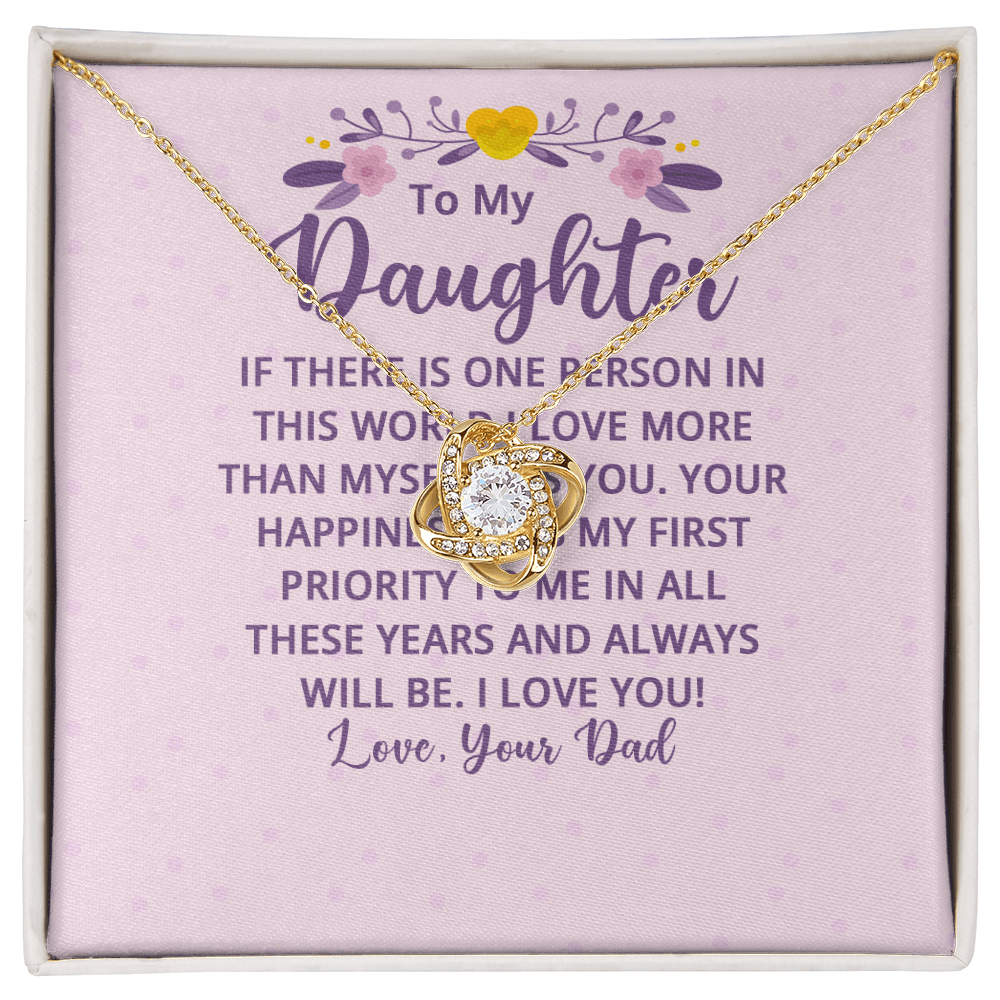 To My Daughter - "My First Priority" Love Knot Necklace - Everly Moments
