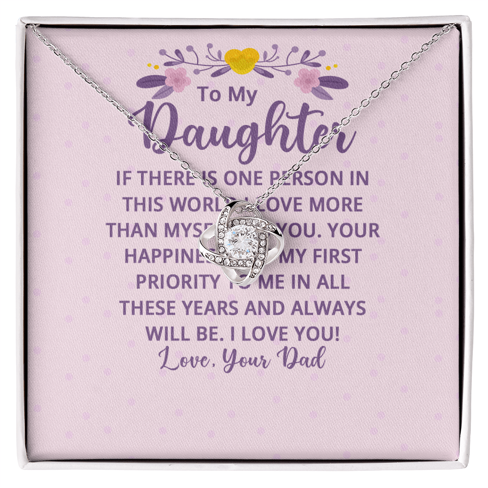To My Daughter - "My First Priority" Love Knot Necklace - Everly Moments