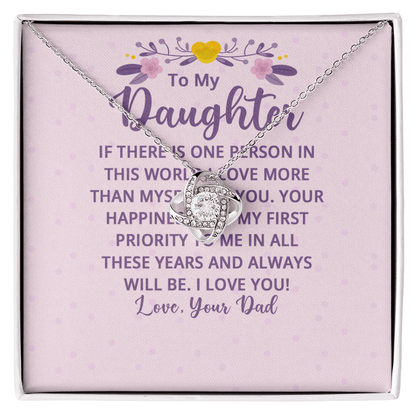 To My Daughter - "My First Priority" Love Knot Necklace - Everly Moments