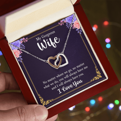 To My Gorgeous Wife - "Always With You" Interlocking Hearts Necklace - Everly Moments