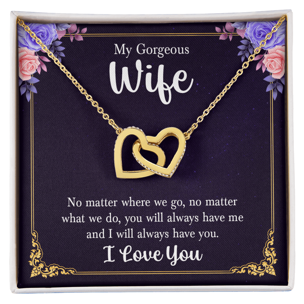 To My Gorgeous Wife - "Always With You" Interlocking Hearts Necklace - Everly Moments