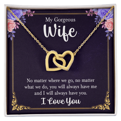To My Gorgeous Wife - "Always With You" Interlocking Hearts Necklace - Everly Moments
