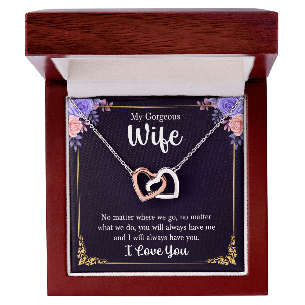 To My Gorgeous Wife - "Always With You" Interlocking Hearts Necklace - Everly Moments
