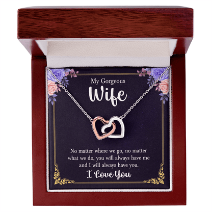 To My Gorgeous Wife - "Always With You" Interlocking Hearts Necklace - Everly Moments