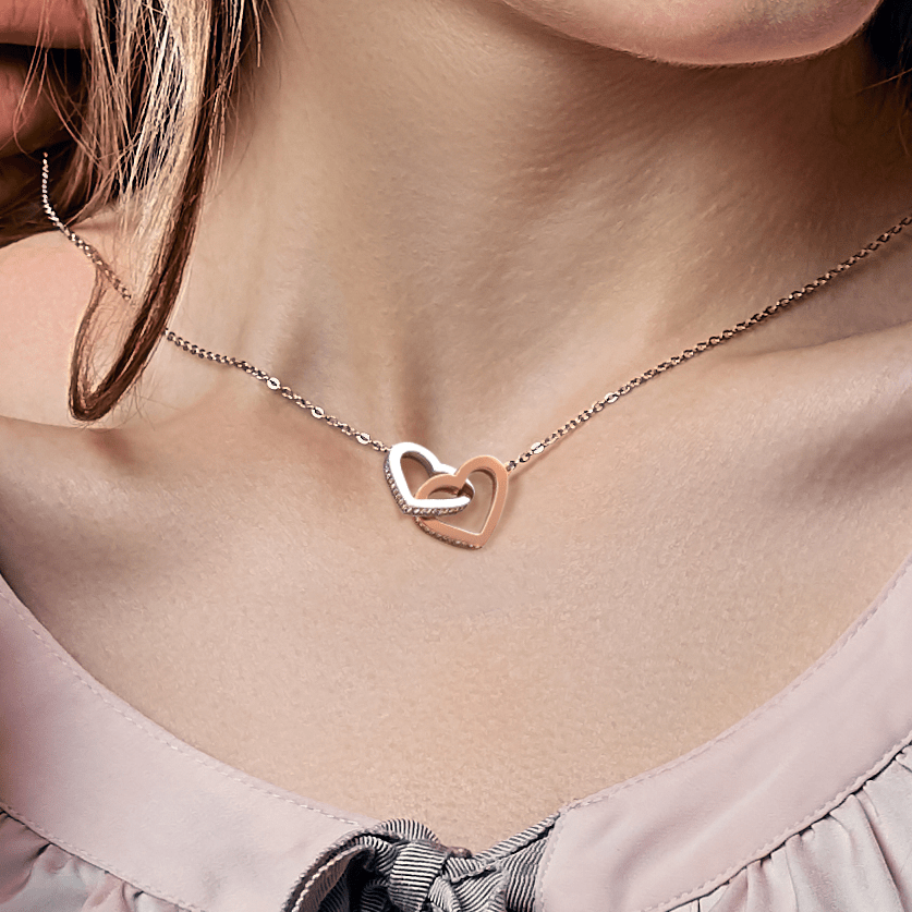 To My Gorgeous Wife - "Always With You" Interlocking Hearts Necklace - Everly Moments