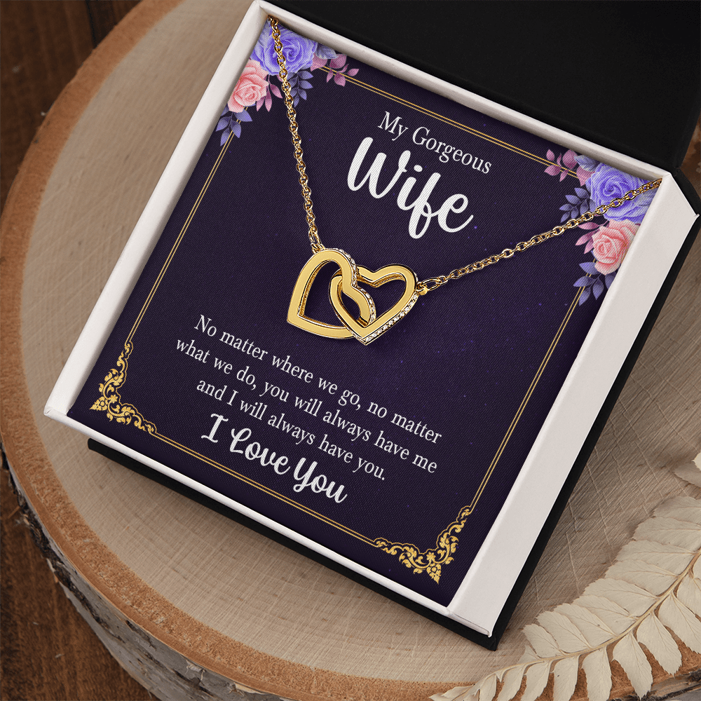 To My Gorgeous Wife - "Always With You" Interlocking Hearts Necklace - Everly Moments