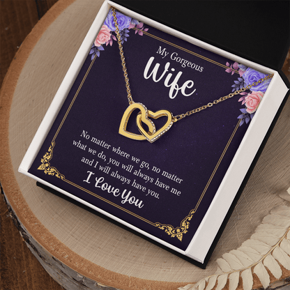 To My Gorgeous Wife - "Always With You" Interlocking Hearts Necklace - Everly Moments