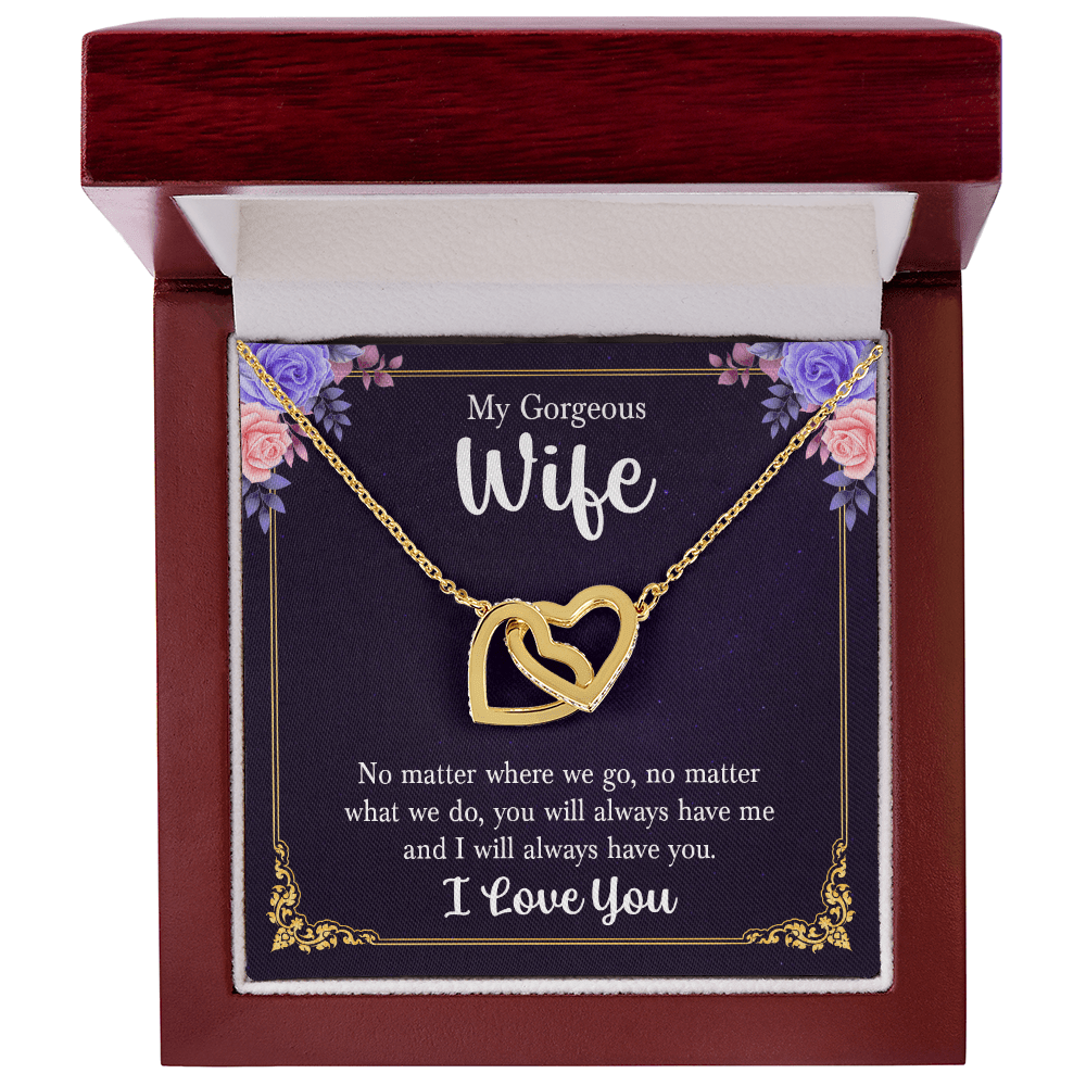 To My Gorgeous Wife - "Always With You" Interlocking Hearts Necklace - Everly Moments