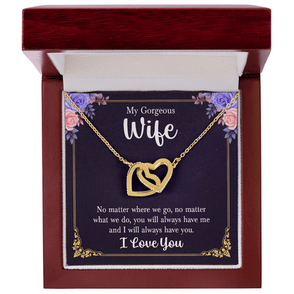 To My Gorgeous Wife - "Always With You" Interlocking Hearts Necklace - Everly Moments