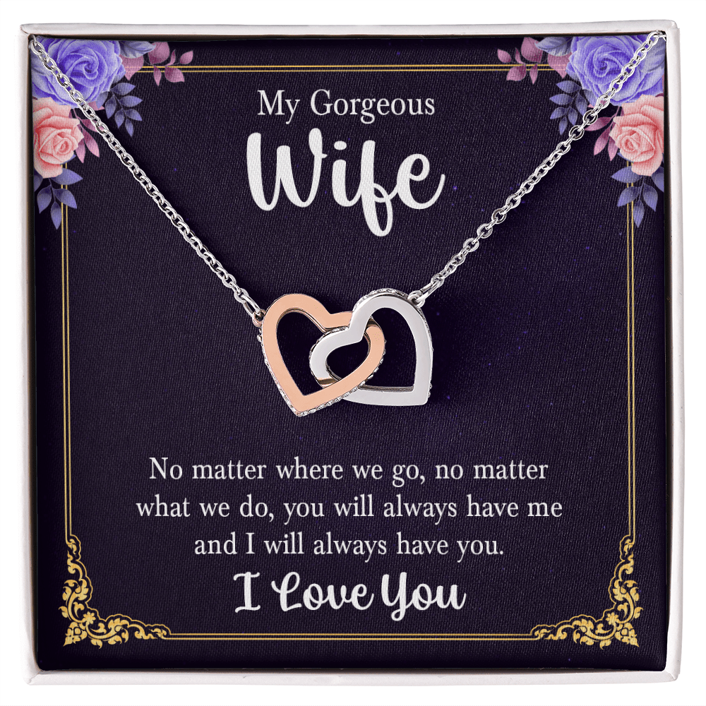 To My Gorgeous Wife - "Always With You" Interlocking Hearts Necklace - Everly Moments