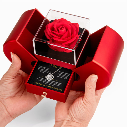 To My Wife – "I Love You Always & Forever" Love Knot Necklace & Eternal Rose Box - Everly Moments